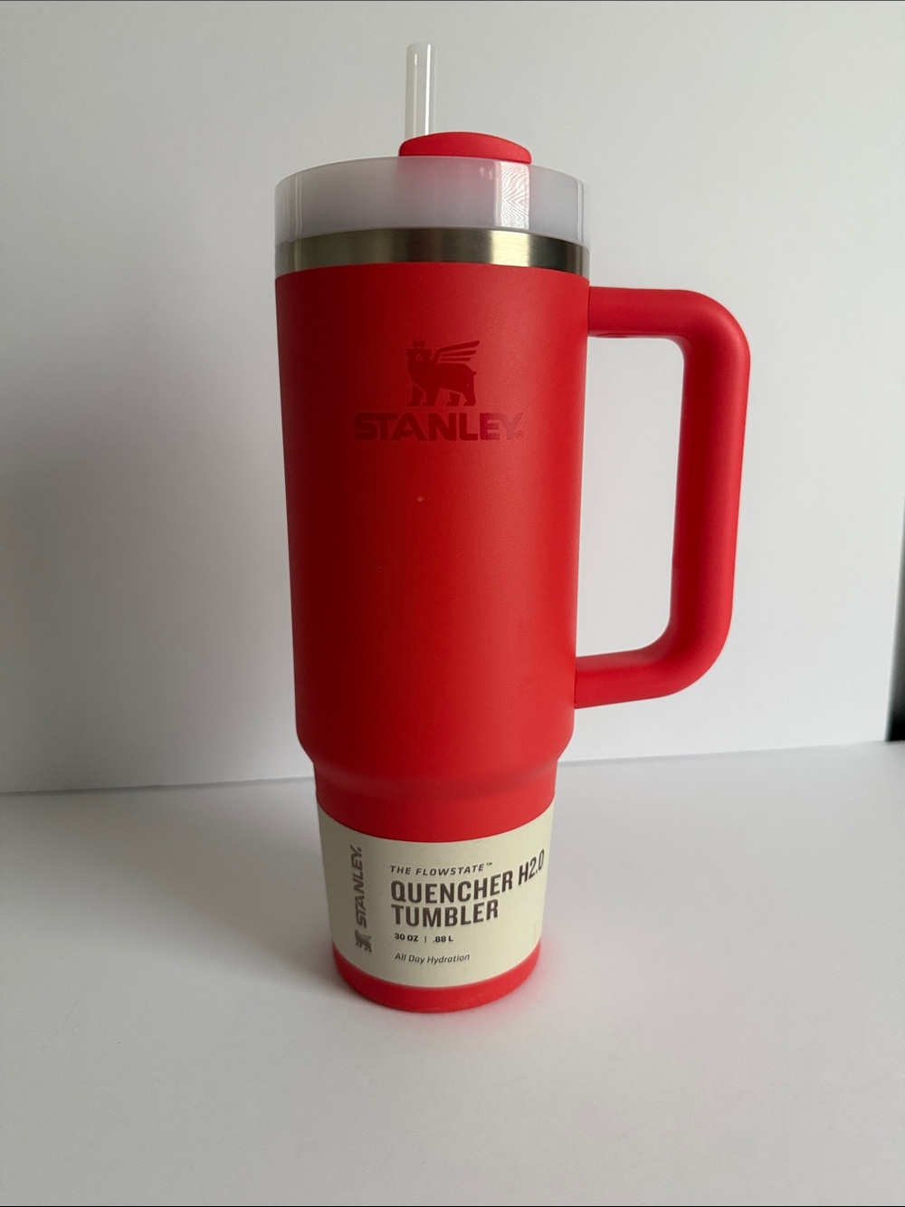 30 oz Stanley Red Insulated Tumbler with Handle and Straw